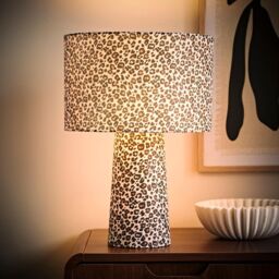 ValueLights Bertie Leopard Print Full Fabric Table Lamp in Tan - thumbnail 3