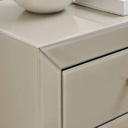 FurnitureboxUK Lexi Large Slimline Taupe 3 Drawer Mirrored Bedside Table in Beige - thumbnail 5