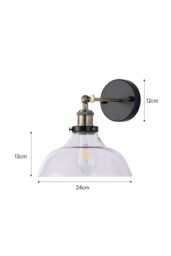Living and Home Rustic 1-Light Armed Sconce with Clear Glass Shade in Black - thumbnail 6