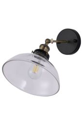 Living and Home Rustic 1-Light Armed Sconce with Clear Glass Shade in Black - thumbnail 3