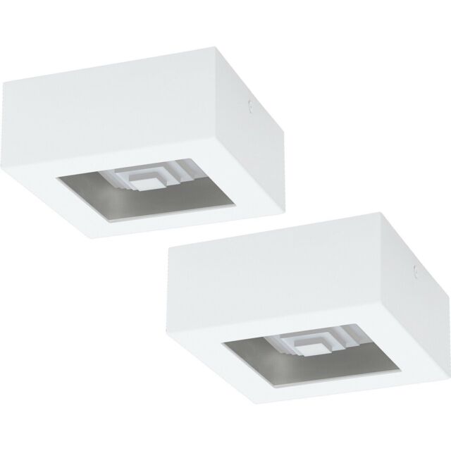 Loops 2 PACK Wall / Ceiling Light Modern White Box Lamp 140mm x 140mm 6.3W LED - image 1