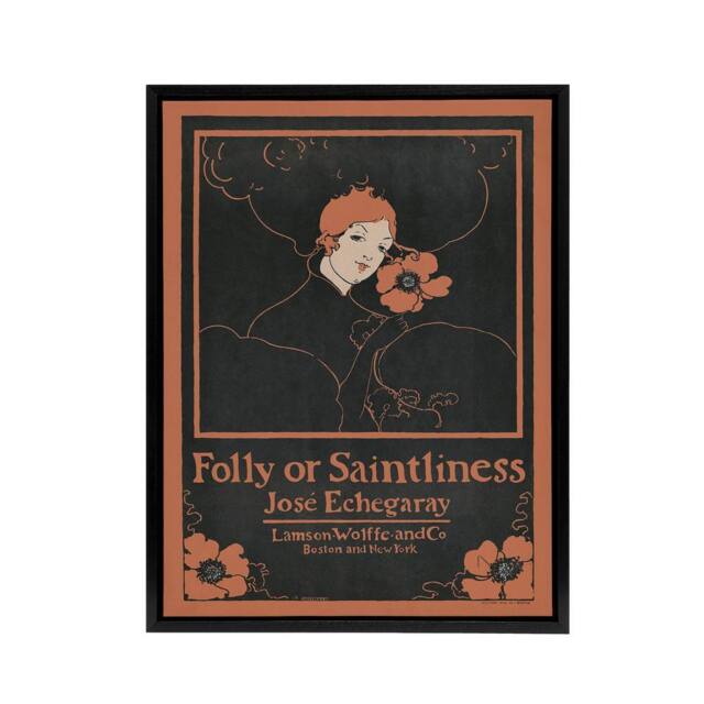 "Artery8 Folly or Saintliness Novel Book Cover Framed Canvas Art Print Reed in Black - Size: W18"" x H24""" - image 1