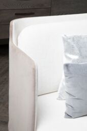 Orsina Two-Seater Sofa, White Upholstered Couch With Silver Legs, Thick Padded Sofa Seat, Ideal For Outdoor Patio - thumbnail 4