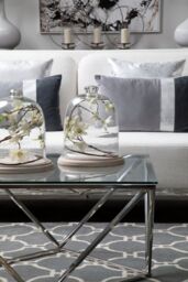 Orsina Two-Seater Sofa, White Upholstered Couch With Silver Legs, Thick Padded Sofa Seat, Ideal For Outdoor Patio - thumbnail 2