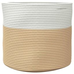 Berkfield Home Storage Basket Beige & White √ò40x35 cm Cotton - Size: 40x35 cm - thumbnail 4