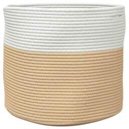Berkfield Home Storage Basket Beige & White √ò40x35 cm Cotton - Size: 40x35 cm - thumbnail 5