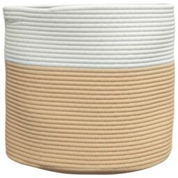 Berkfield Home Storage Basket Beige & White √ò40x35 cm Cotton - Size: 40x35 cm - thumbnail 2