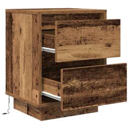 Berkfield Home Durable Bedside Cabinets with LED Lights¬†2 pcs Old Wood 38x34x50 cm - Size: 38 x 34 x 50 cm - thumbnail 8