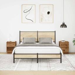 Berkfield Home Durable Bedside Cabinets with LED Lights¬†2 pcs Old Wood 38x34x50 cm - Size: 38 x 34 x 50 cm - thumbnail 5