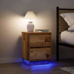Berkfield Home Durable Bedside Cabinets with LED Lights¬†2 pcs Old Wood 38x34x50 cm - Size: 38 x 34 x 50 cm - thumbnail 2