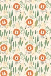 Hoopla Walls Happy Lion 10m Matt Wallpaper in Orange - thumbnail 2