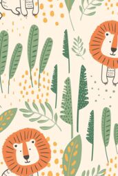 Hoopla Walls Happy Lion 10m Matt Wallpaper in Orange - thumbnail 3