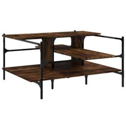 Berkfield Home Coffee Table Smoked Oak 100x100x48.5 cm Engineered¬†Wood in Brown