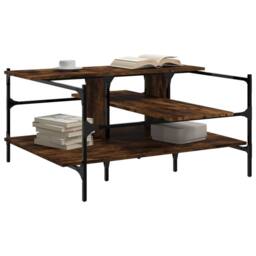Berkfield Home Coffee Table Smoked Oak 100x100x48.5 cm Engineered¬†Wood in Brown - thumbnail 4