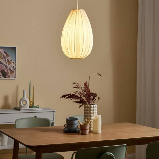 Wyld and Coco Cotton Shade Pendant Lamp White Modern Ceiling Light - image 1