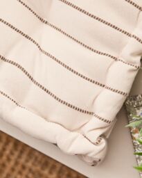 Dibor Mocha Cotton French Stripe Indoor Outdoor Garden Bench Cushion L105cm x W42cm in Brown - Size: Large - thumbnail 4