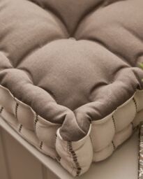 Dibor Mocha Cotton French Stripe Indoor Outdoor Garden Bench Cushion L105cm x W42cm in Brown - Size: Large - thumbnail 5