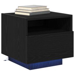 Berkfield Home Bedside Cabinets with LED Lights 2 pcs Black Oak 40x39x37 cm - Size: 40 x 39 x 37 cm - thumbnail 3