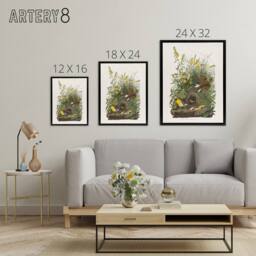 "Artery8 Meadowlark Bird False Foxglove Audubon Black Framed Canvas Wall Art in White - Size: W12"" x H16""" - thumbnail 4