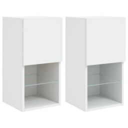 Berkfield Home TV Cabinets with LED Lights 2 pcs White 30.5x30x60 cm - thumbnail 2