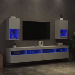 Berkfield Home TV Cabinets with LED Lights 2 pcs White 30.5x30x60 cm - thumbnail 4