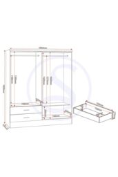 Seconique Nevada 4 Door 2 Drawer Mirrored Wardrobe in White - thumbnail 6