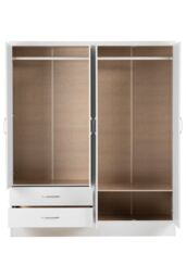 Seconique Nevada 4 Door 2 Drawer Mirrored Wardrobe in White - thumbnail 3