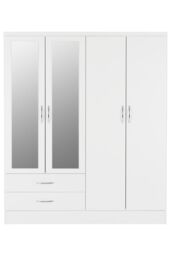 Seconique Nevada 4 Door 2 Drawer Mirrored Wardrobe in White - thumbnail 2