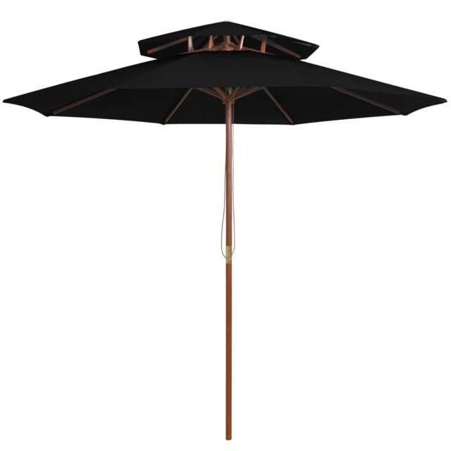 Berkfield Home Double Decker Parasol with Wooden Pole Black 270 cm - image 1