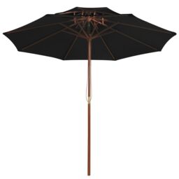 Berkfield Home Double Decker Parasol with Wooden Pole Black 270 cm - thumbnail 2