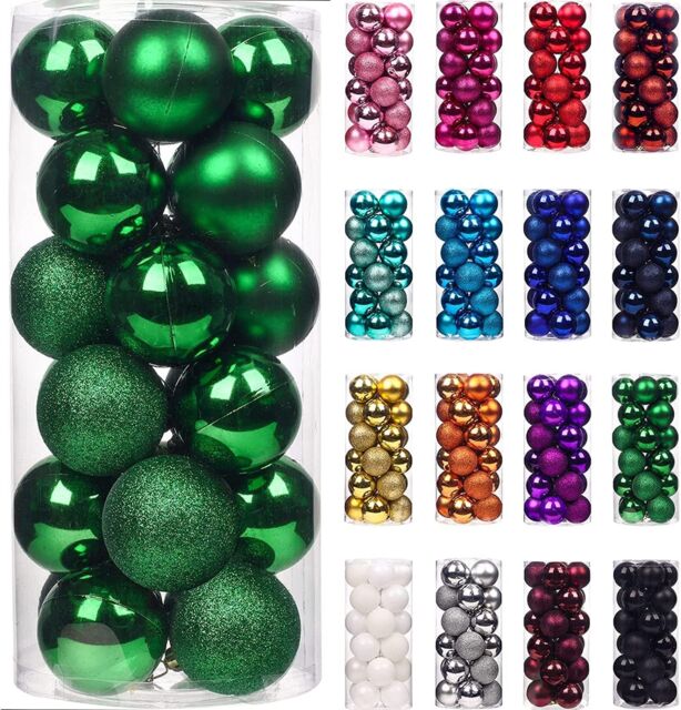 Shatchi 30mm/24Pcs Christmas Baubles Shatterproof Dark Green, Tree Decorations in Dark Green - image 1