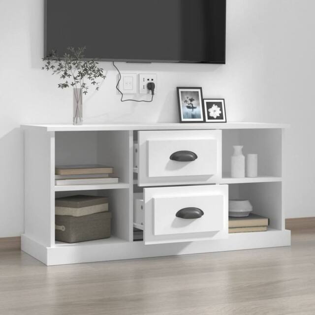 Berkfield Home TV Cabinet White 99.5x35.5x48 cm Engineered Wood - image 1
