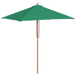 Berkfield Home Outdoor Parasol with Wooden Pole 150x200 cm Green - thumbnail 2