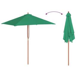 Berkfield Home Outdoor Parasol with Wooden Pole 150x200 cm Green - thumbnail 4