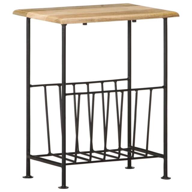 Berkfield Home Magazine Rack 40x30x50 cm Solid Mango Wood & Steel in Black - Size: 40 x 30 x 50 cm - image 1