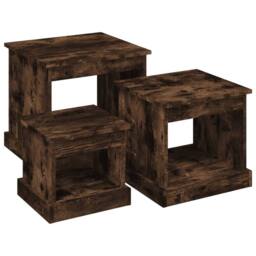 Berkfield Home Nesting Tables 3 pcs Smoked Oak Engineered Wood in Brown - thumbnail 3