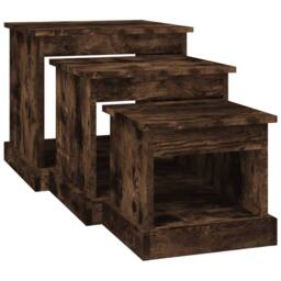 Berkfield Home Nesting Tables 3 pcs Smoked Oak Engineered Wood in Brown - thumbnail 5