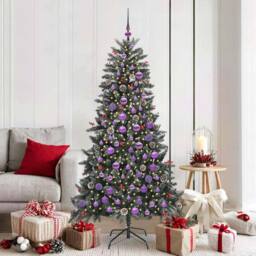 Berkfield Home Artificial Christmas Tree with 300 LEDs Green 99 x 99 x 180 cm - thumbnail 2