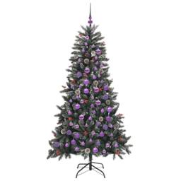 Berkfield Home Artificial Christmas Tree with 300 LEDs Green 99 x 99 x 180 cm - thumbnail 4