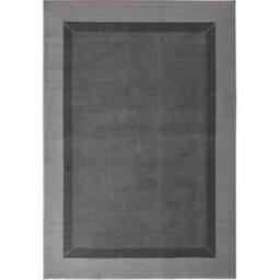 THE RUGS Designer Velours Band Rug & Runner Polypropylene Low Pile Rug in Grey - Size: 120 cm x 170 cm - thumbnail 1