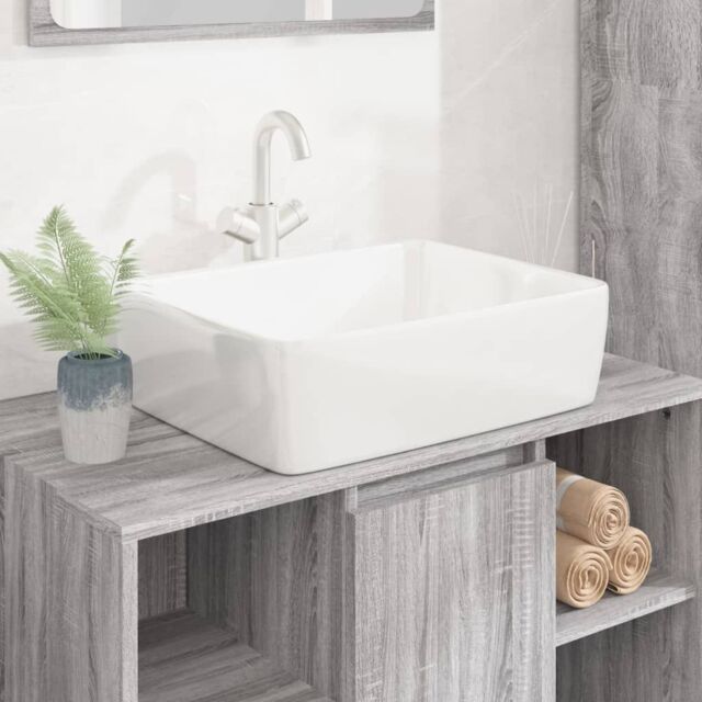 Berkfield Home Wash Basin White 48x37x13 cm Ceramic Rectangle - Size: 48 x 37 x 13 cm - image 1