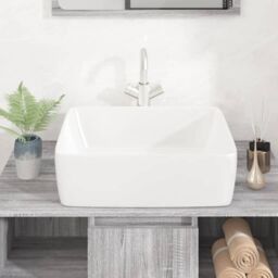 Berkfield Home Wash Basin White 48x37x13 cm Ceramic Rectangle - Size: 48 x 37 x 13 cm - thumbnail 3