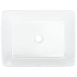 Berkfield Home Wash Basin White 48x37x13 cm Ceramic Rectangle - Size: 48 x 37 x 13 cm - thumbnail 6