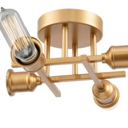 Happy Homewares Industrial Vintage Ceiling Light Fitting with Traditional Lamp Holders in Gold - thumbnail 4