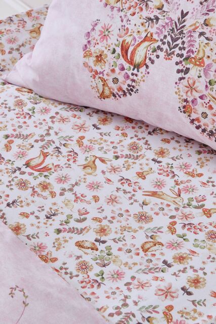 Catherine Lansfield 'Enchanted Butterfly' Fitted Sheet in Pink - Size: Double - image 1