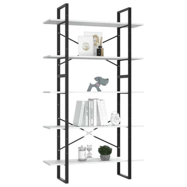 Berkfield Home Modern 5-Tier Book Cabinet White 100x30x175 cm Engineered Wood - Size: 100 x 30 x 175 cm - image 1