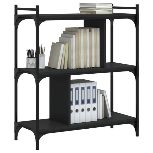 Berkfield Home Decorative Bookcase 3-Tier Black 76x32x88 cm Engineered Wood - Size: 76 x 32 x 88 cm - image 1