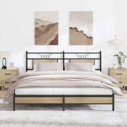 Berkfield Home Bed Frame without Mattress Sonoma Oak 183x203 cm Engineered Wood in Brown - thumbnail 2