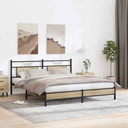 Berkfield Home Bed Frame without Mattress Sonoma Oak 183x203 cm Engineered Wood in Brown - thumbnail 4