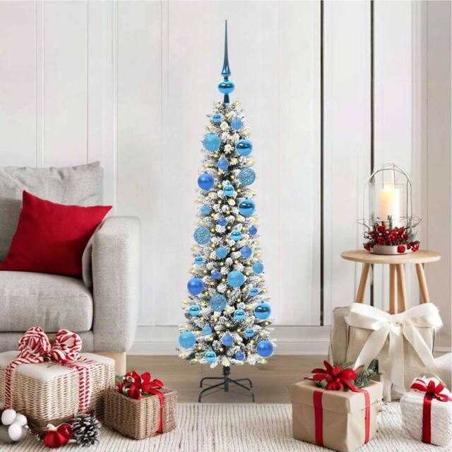 Berkfield Home Artificial Christmas Tree with 150 LEDs Green & white 120 cm - image 1